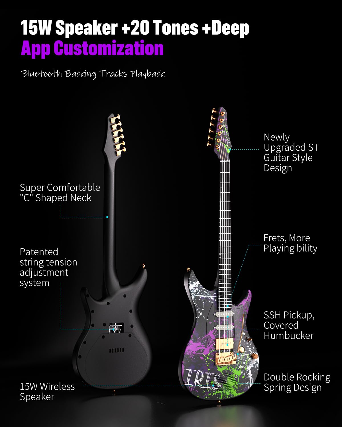 ENYA MUSIC INSPIRE スマートギター Enya Inspire: Carbon Fiber Super Strat Smart Guitar